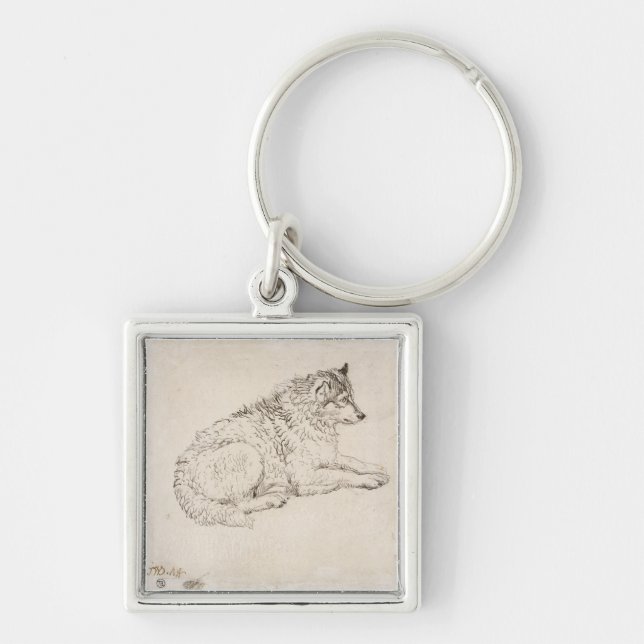 Arctic Dog, Facing Right (pencil on paper) Key Ring (Front)