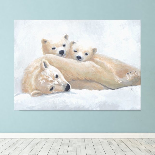 Arctic Family Canvas Print (Insitu(Wood Floor))