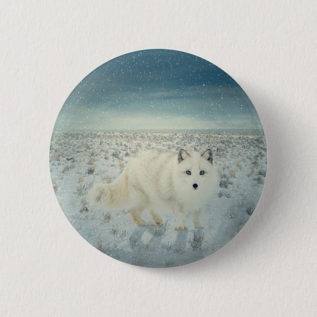 Arctic Fox 6 Cm Round Badge (Front)