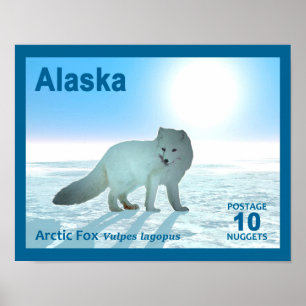 Arctic Fox - Alaska Postage Poster