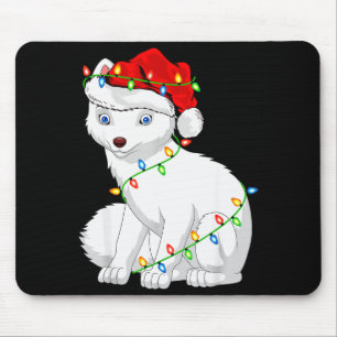 Arctic Fox Animal Lover Xmas Santa Hat Arctic Fox  Mouse Pad