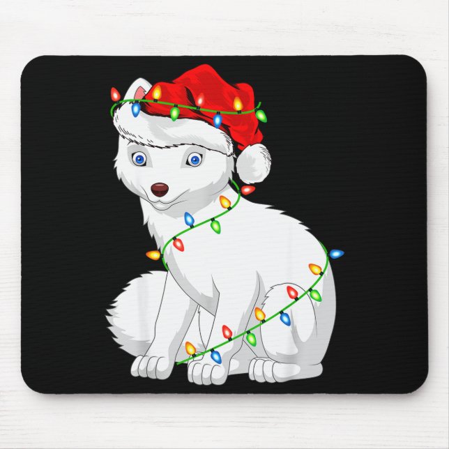Arctic Fox Animal Lover Xmas Santa Hat Arctic Fox  Mouse Pad (Front)