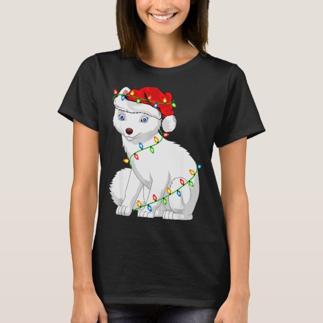 Arctic Fox Animal Lover Xmas Santa Hat Arctic Fox  T-Shirt (Front)