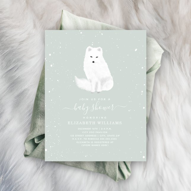 Arctic Fox Baby Boy Winter Snow Blue Baby Shower I Invitation (Creator Uploaded)