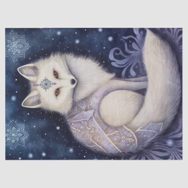Arctic Fox Boho Mystical Art Tissue Paper (Front)