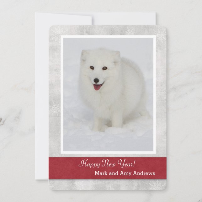 Arctic Fox Happy New Year's Card (Front)