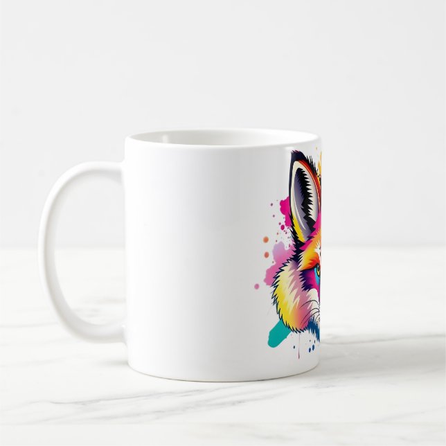 Arctic Fox Head with Ear Muffs Funny Tee Coffee Mug (Left)