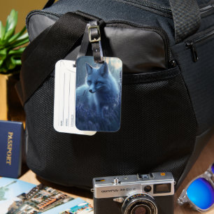 Arctic Fox in Lavender Field at Dusk Luggage Tag