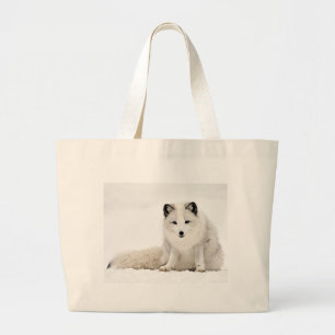 Arctic Fox in the Snow Large Tote Bag