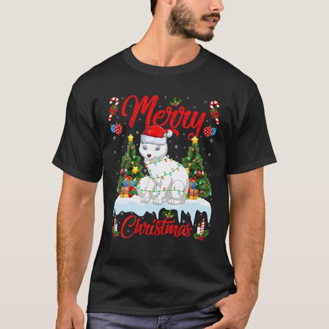 Arctic Fox Lover Xmas Lighting Santa Arctic Fox Ch T-Shirt (Front)
