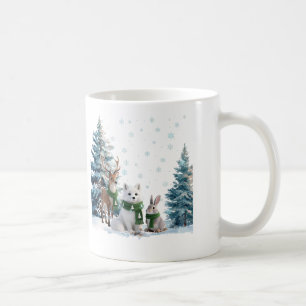 Arctic Fox Moose and Hare Winter Wildlife Trio Coffee Mug