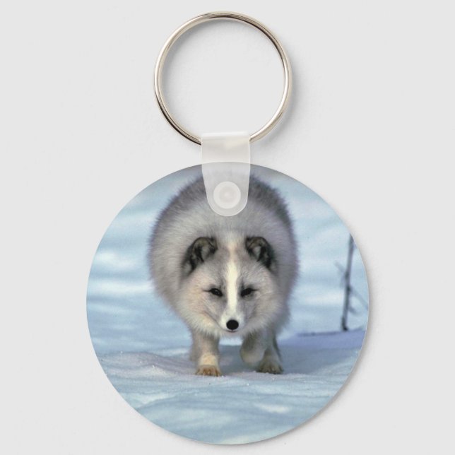 Arctic Fox on snow Key Ring (Front)