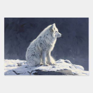 Arctic Fox Painting Decoupage Wrapping Paper Sheet