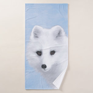 Arctic Fox Painting - Original Wildlife Art Bath Towel Set