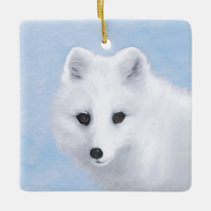 Arctic Fox Painting - Original Wildlife Art Ceramic Ornament