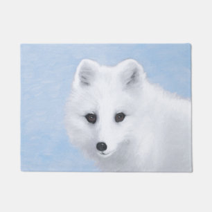 Arctic Fox Painting - Original Wildlife Art Doormat