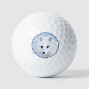 Arctic Fox Painting - Original Wildlife Art Golf Balls