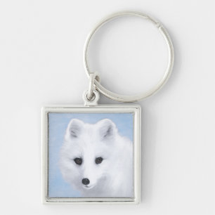 Arctic Fox Painting - Original Wildlife Art Key Ring