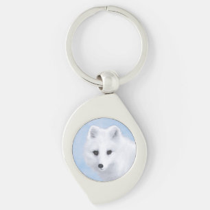 Arctic Fox Painting - Original Wildlife Art Key Ring
