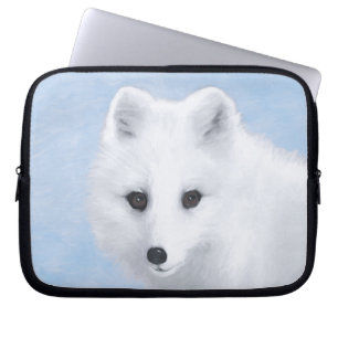 Arctic Fox Painting - Original Wildlife Art Laptop Sleeve