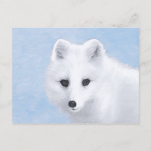 Arctic Fox Painting - Original Wildlife Art Postcard