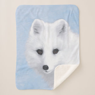 Arctic Fox Painting - Original Wildlife Art Sherpa Blanket