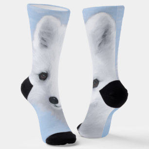 Arctic Fox Painting - Original Wildlife Art Socks
