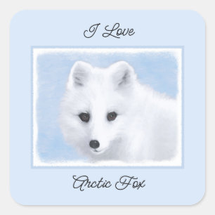 Arctic Fox Painting - Original Wildlife Art Square Sticker