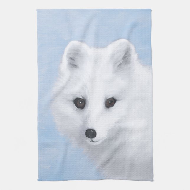 Arctic Fox Painting - Original Wildlife Art Tea Towel (Vertical)