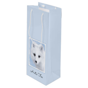 Arctic Fox Painting - Original Wildlife Art Wine Gift Bag