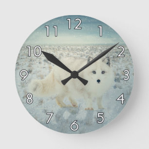 Arctic Fox Round Clock