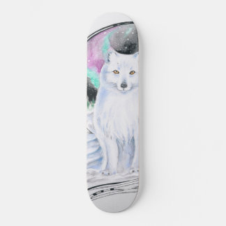 Arctic Fox Watercolor Ink Skateboard