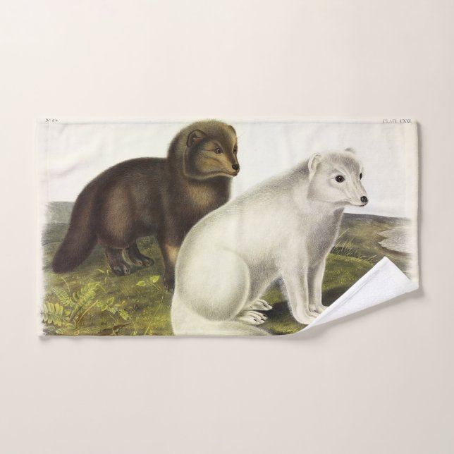 Arctic Fox (White Fox, Polar Fox, Snow Fox) Bath Towel Set (Hand Towel)