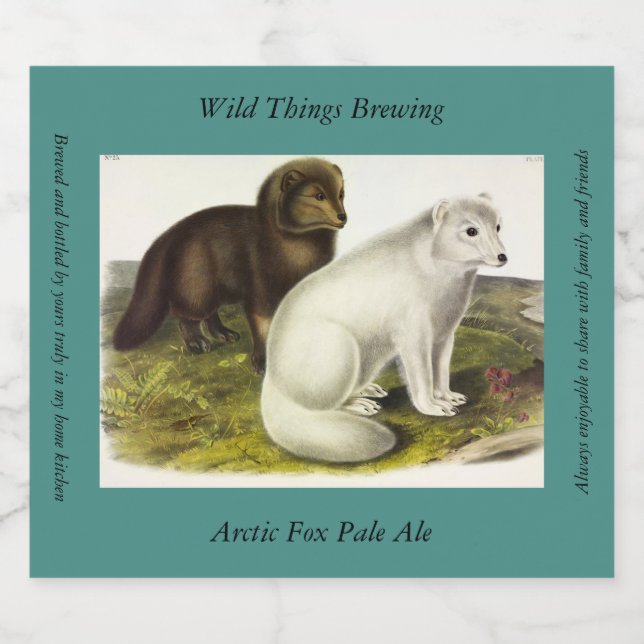 Arctic Fox (White Fox, Polar Fox, Snow Fox) Beer Bottle Label (Single Label)