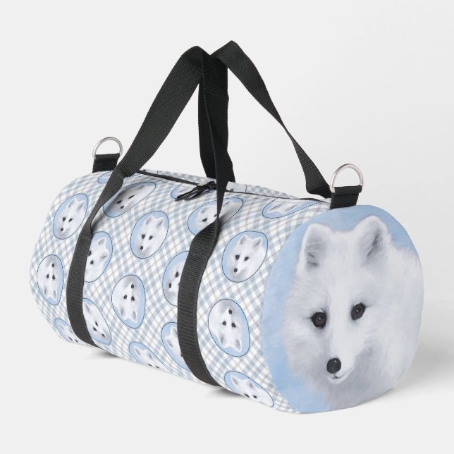 Arctic Fox Winter Painting Original Wildlife Art Duffle Bag (Left Corner)
