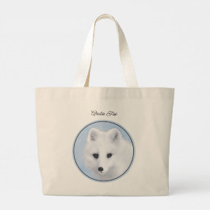 Arctic Fox Winter Painting Original Wildlife Art Large Tote Bag