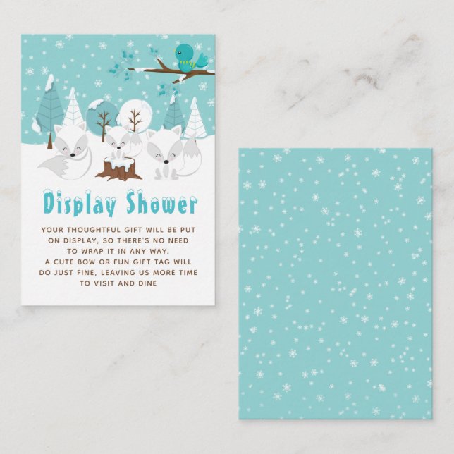 Arctic Fox Winter Wonderland Display Baby Shower Enclosure Card (Front/Back)