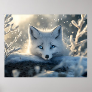 Arctic Fox with Mesmerizing Blue Eyes  Poster