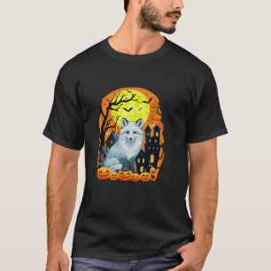 Arctic Fox With Pumpkins Funny Scary Halloween Par T-Shirt
