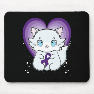 Arctic Fox With Ribbon Heimerheimer Awareness Mouse Pad