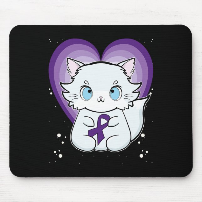 Arctic Fox With Ribbon Heimerheimer Awareness  Mouse Pad (Front)