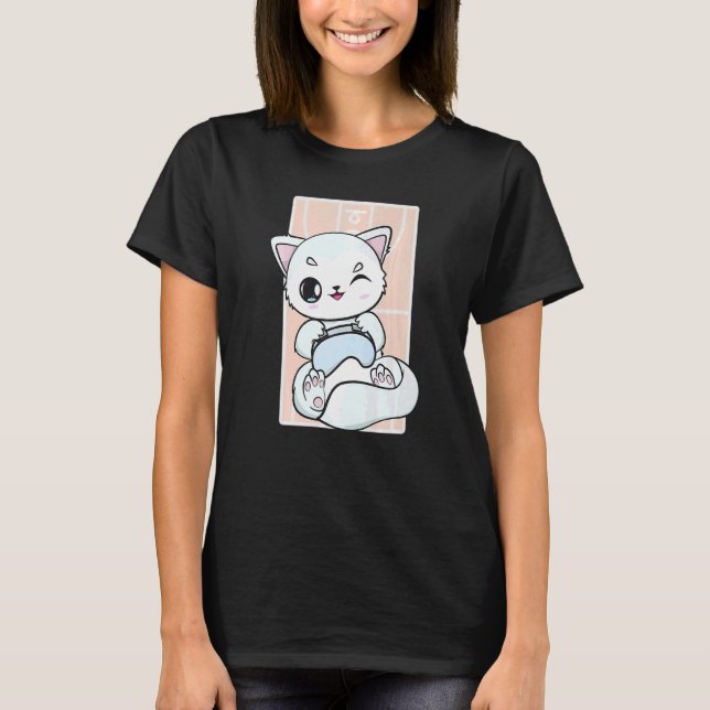 Arctic Fox With Video Game For Computer Player And T-Shirt (Front)