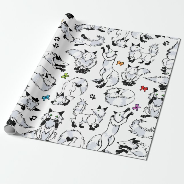 Arctic Fox Wrapping Paper - Choose Your Background (Unrolled)