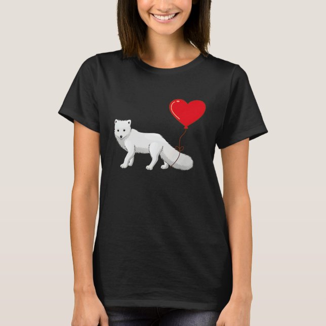 Arctic Foxes With Heart Balloon Valentines Day Lov T-Shirt (Front)