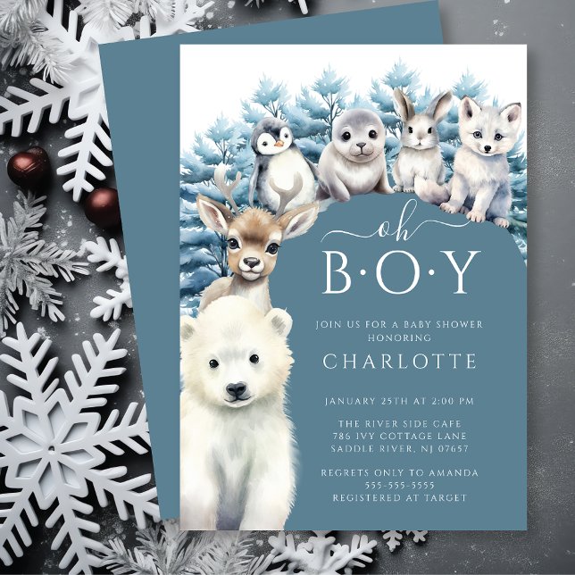Arctic Friends Winter Boys Baby Shower Invitation (Creator Uploaded)