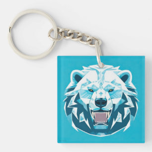 🐻 Arctic Geometric Polar Bear Power Charm 🐻 Key Ring