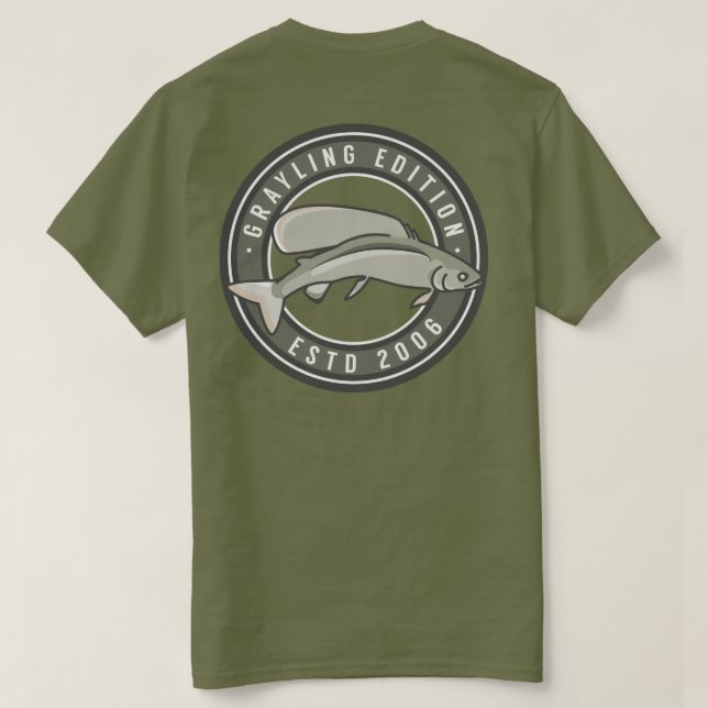Arctic Grayling Olive T-Shirt (Design Back)