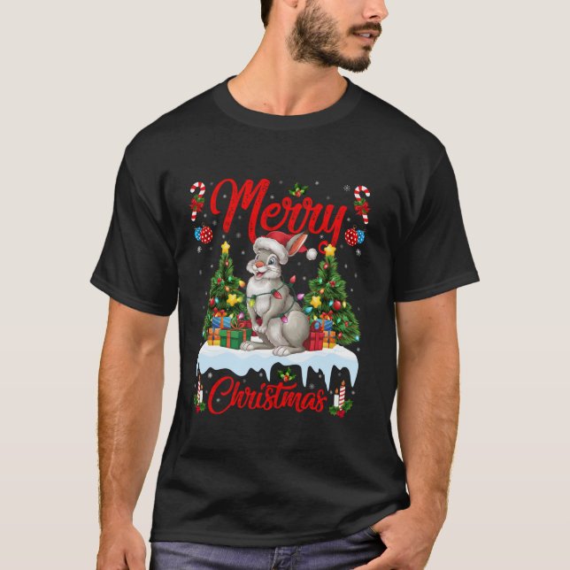 Arctic Hare Xmas Tree Lighting Santa Arctic Hare C T-Shirt (Front)