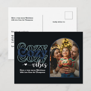 Arctic Holiday Cosy Vibes Retro Christmas Photo Postcard