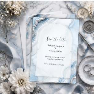 Arctic Ice Agate marble winter Wedding Invitation
